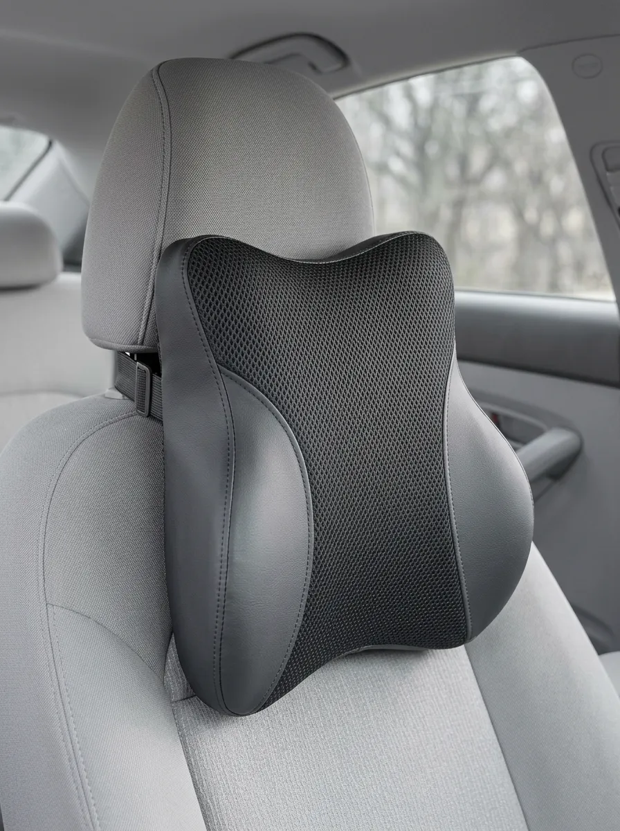 Mesh Leather-Texture Ergonomic-Style Car Support Pillow