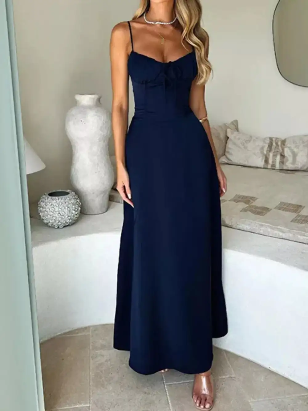 Modern Spaghetti-Strap Maxi Dress