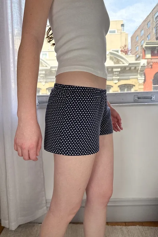 Navy Heart Pattern Shorts