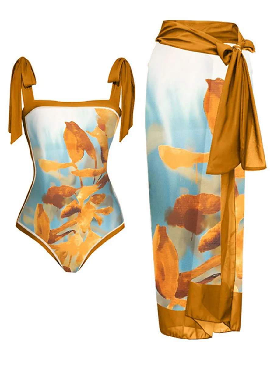 Natalie Chiffon Printed Swimsuit Set