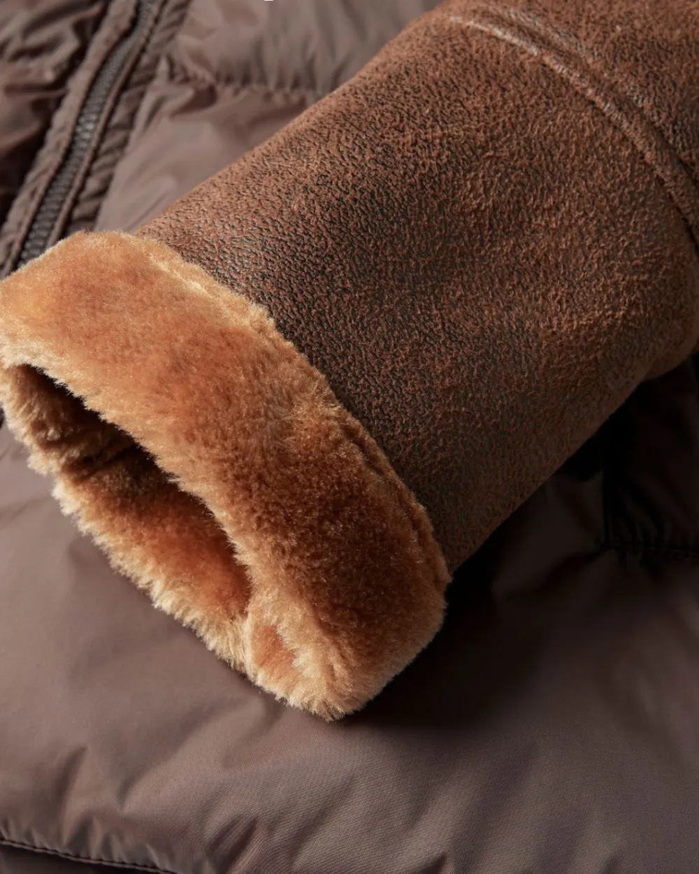 Mixed Texture Shearling Collar Jacket