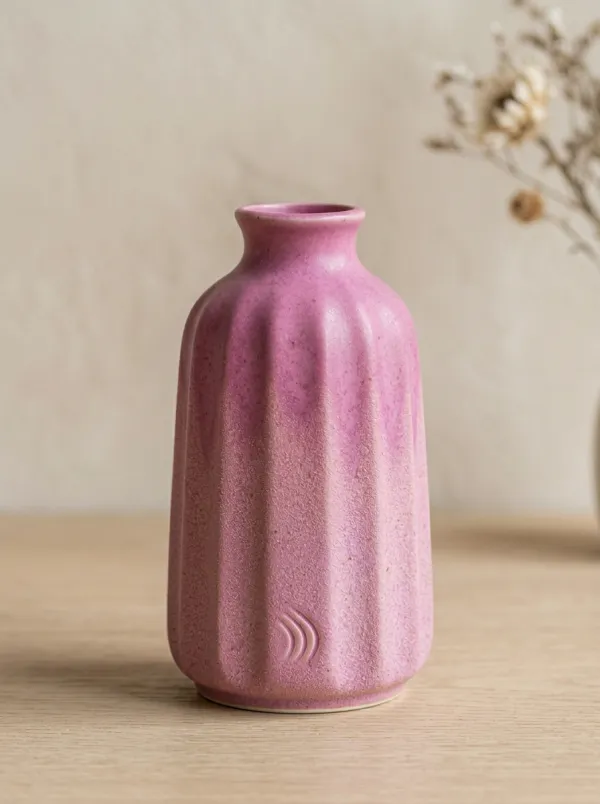 Calm Minimalist Fluted Ceramic Table Vase