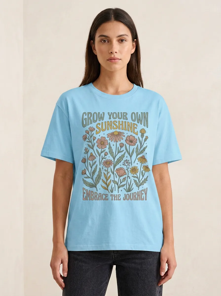 Botanical Sunshine Quote Floral T-Shirt