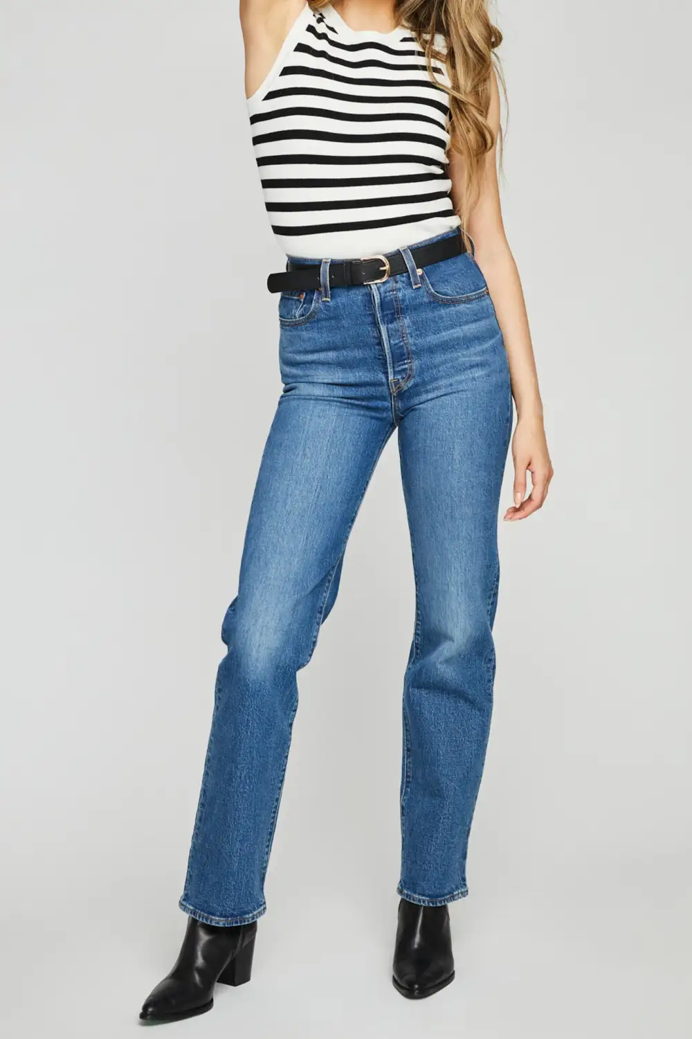 Striped Ribbed Cropped Tank Top