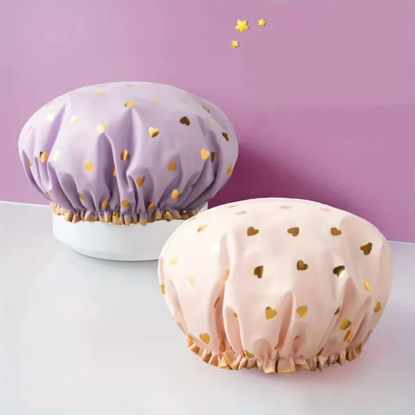 Metallic Heart Shower Cap