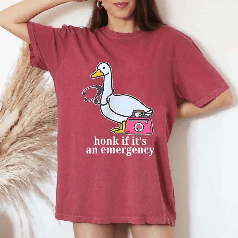Honk If It's An Emergency Registered Goose Nurse Women Women's Oversized Comfort T-Shirt