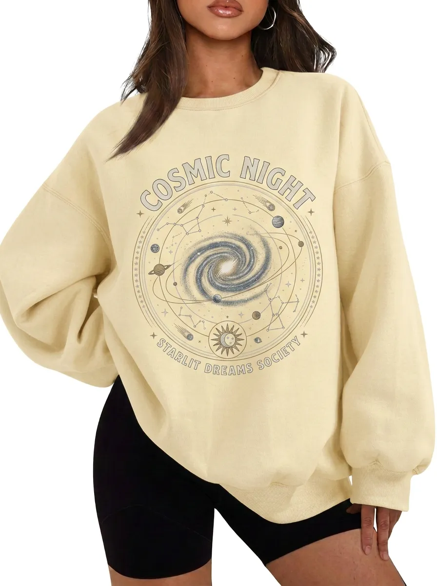 Women's Astronomy Lover Cosmic Night Galaxy Printed T-shirt