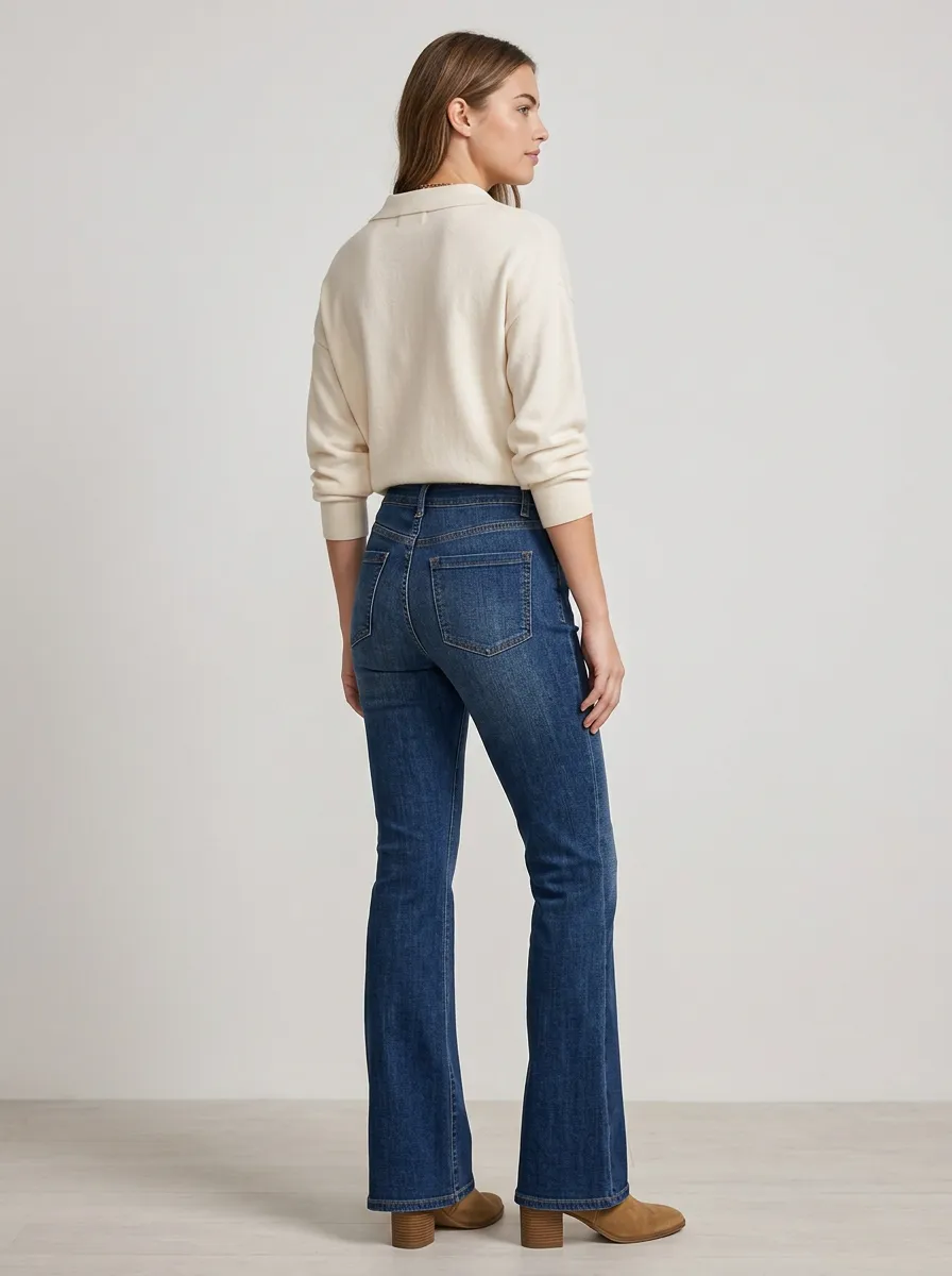 Women's High-Waisted Button-Front Flare Denim Jeans