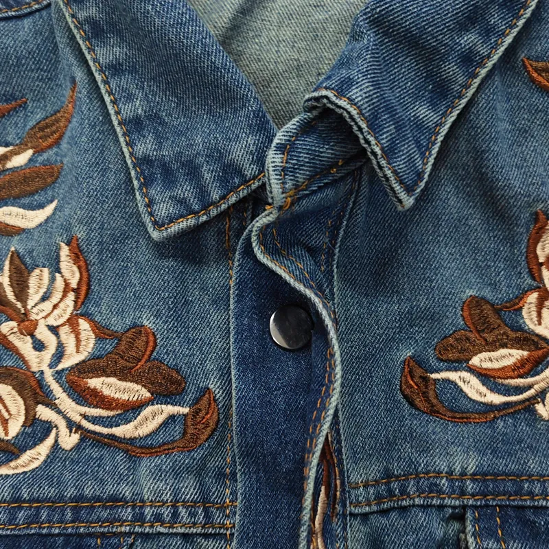 Embroidered Denim Utility Shirt