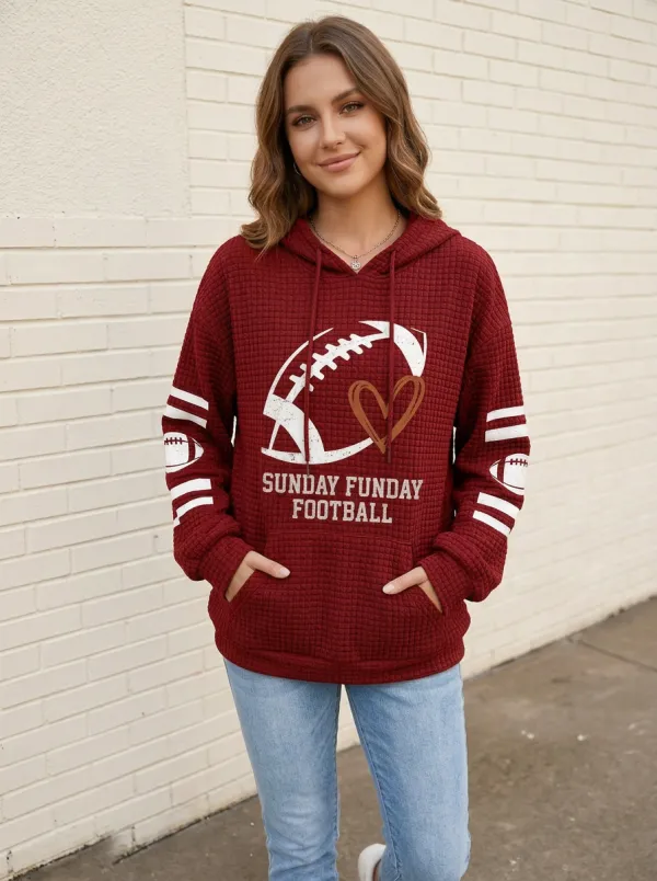 Women's Gridiron Sunday Funday Heart Graphic Graphic Hoodie