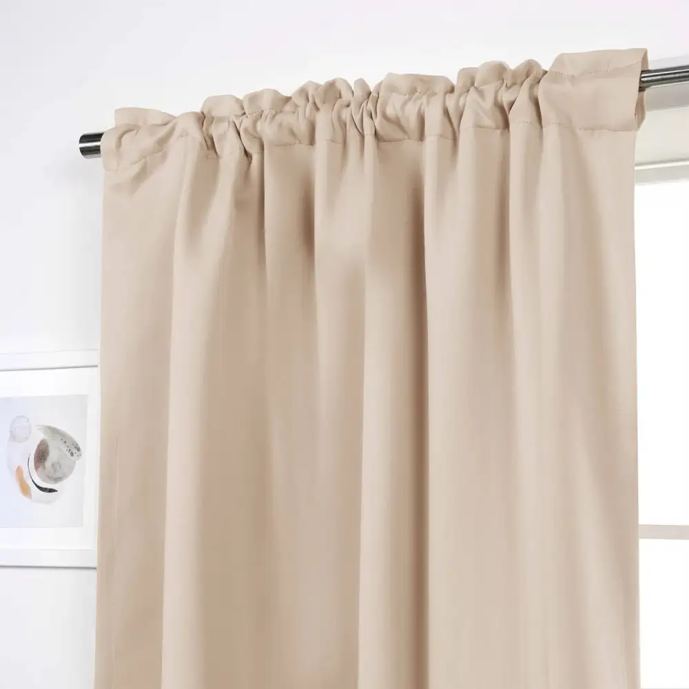 Understated Blackout Polyester Solid Back-Tab Curtain Panel