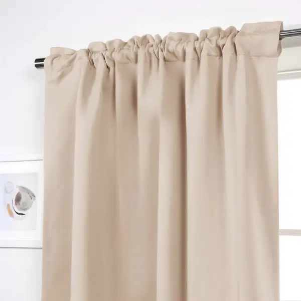 Understated Blackout Polyester Solid Back-Tab Curtain Panel