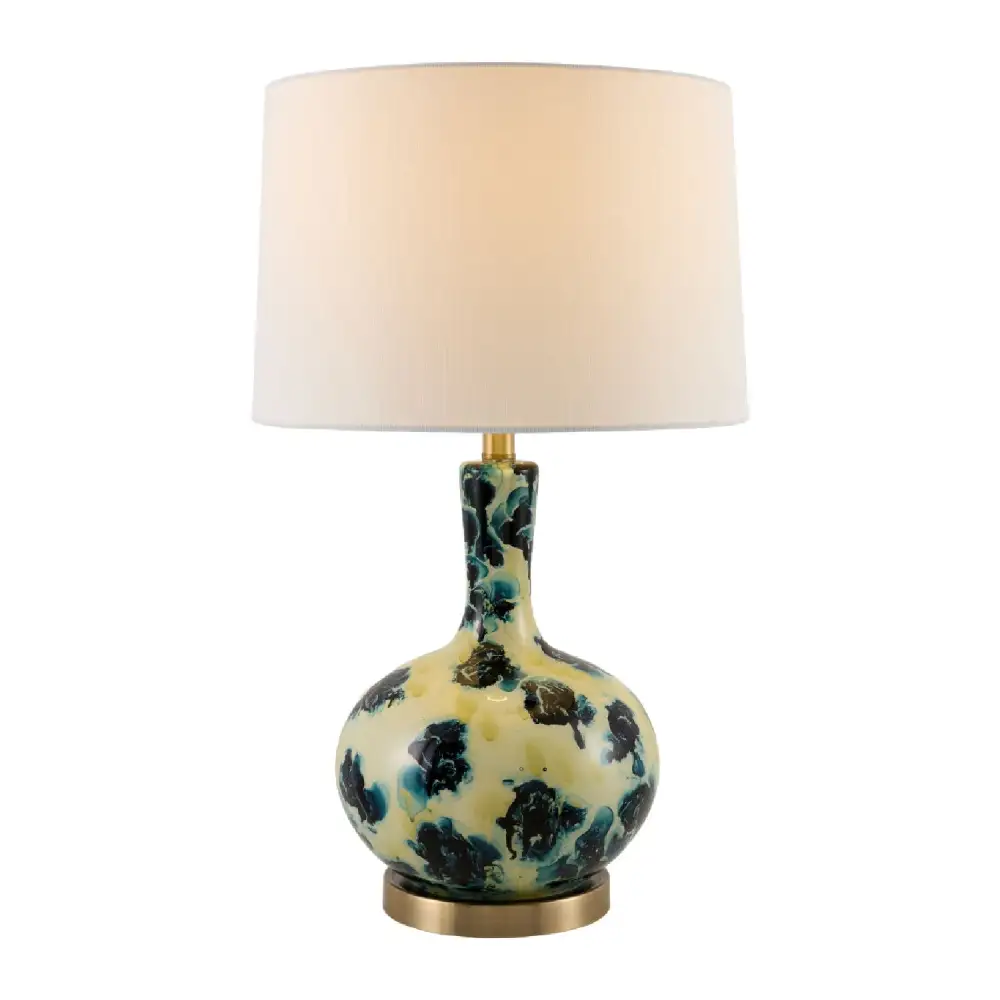 Painted Linen Shade Modern Glass Table Lamp