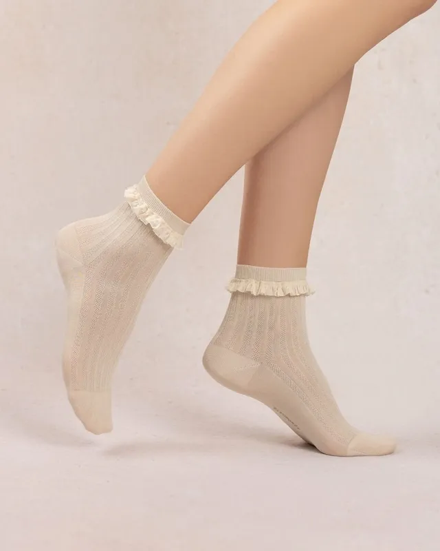 Cotton Ruffled Ribbed Socks