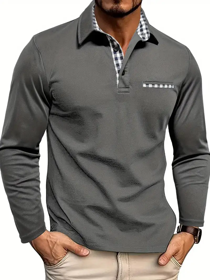 Men's Classic Men's Summer Polo Shirt With Long Sleeves