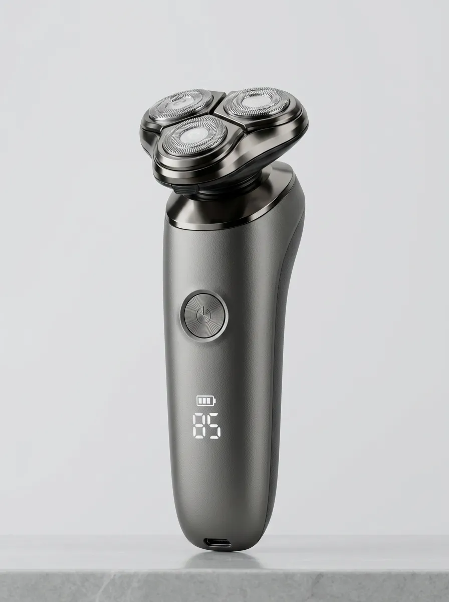 Rotary Triple-Head Digital Display Electric Shaver for Personal Shaving