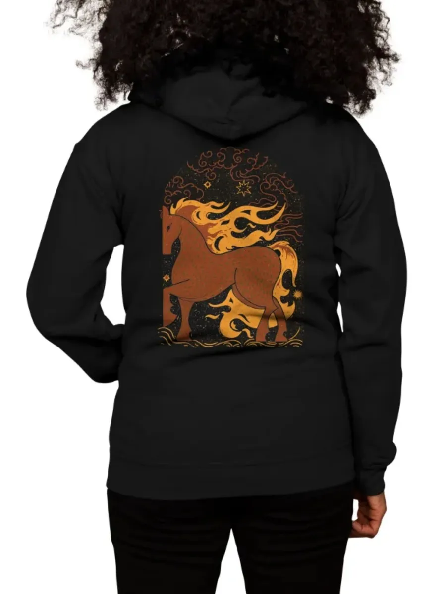 Boho Horse Fire Graphic Hoodie