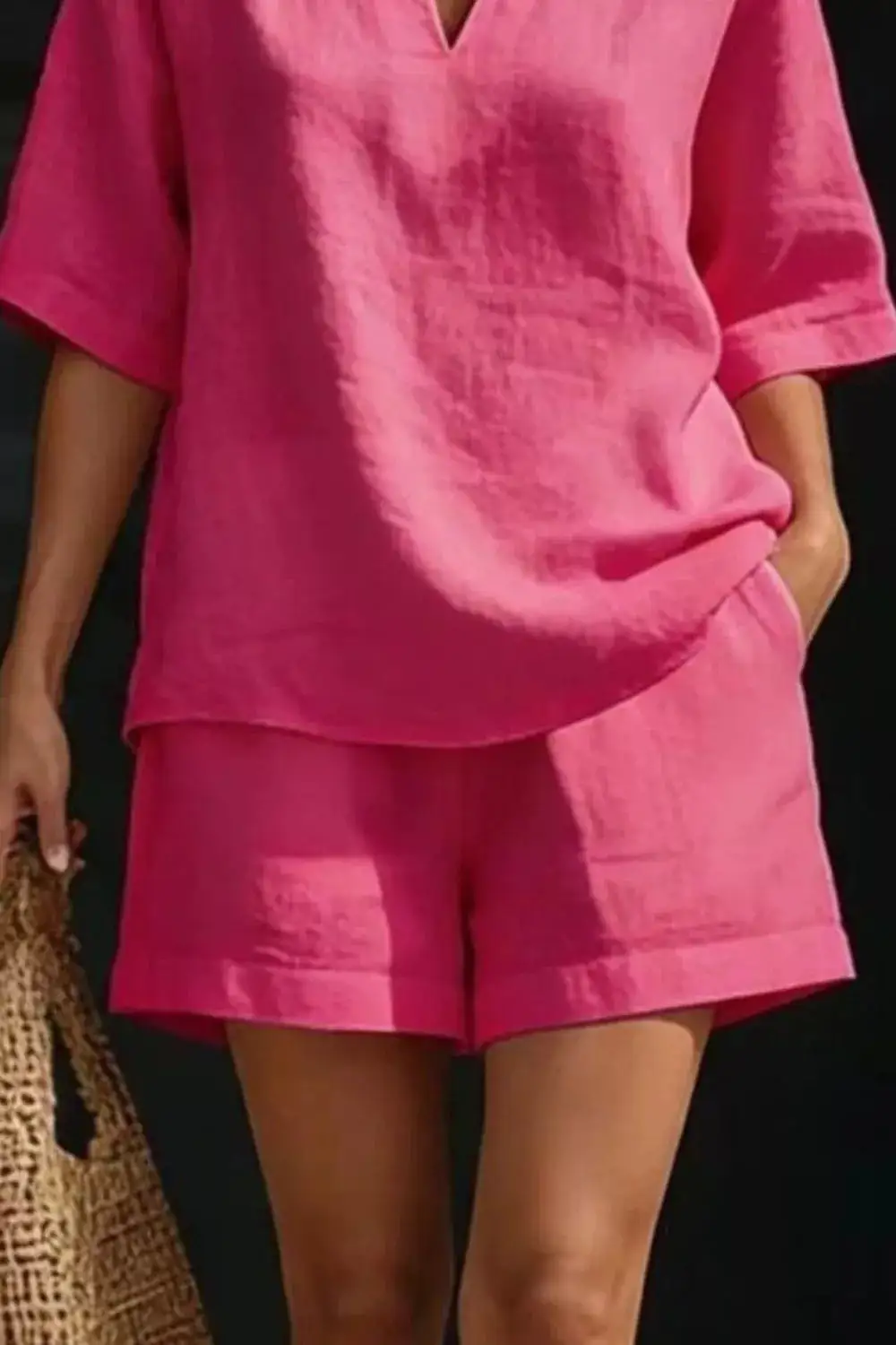 Streamlined Refined Pocketed Top and Shorts Matching Set