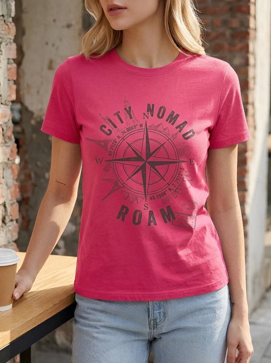 Travel Lover Compass T-Shirt Casual