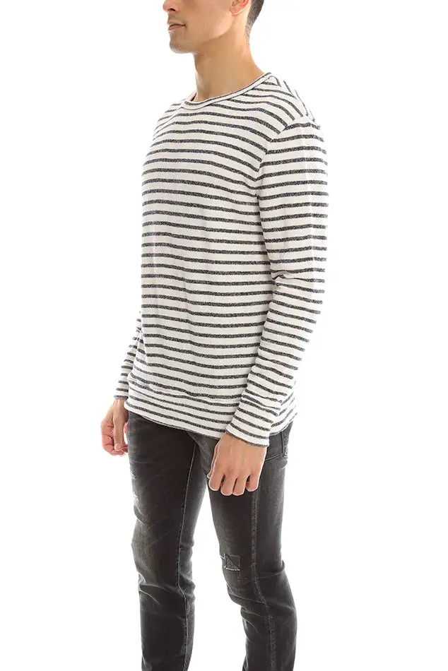 Long Sleeve Striped Cotton T-Shirt