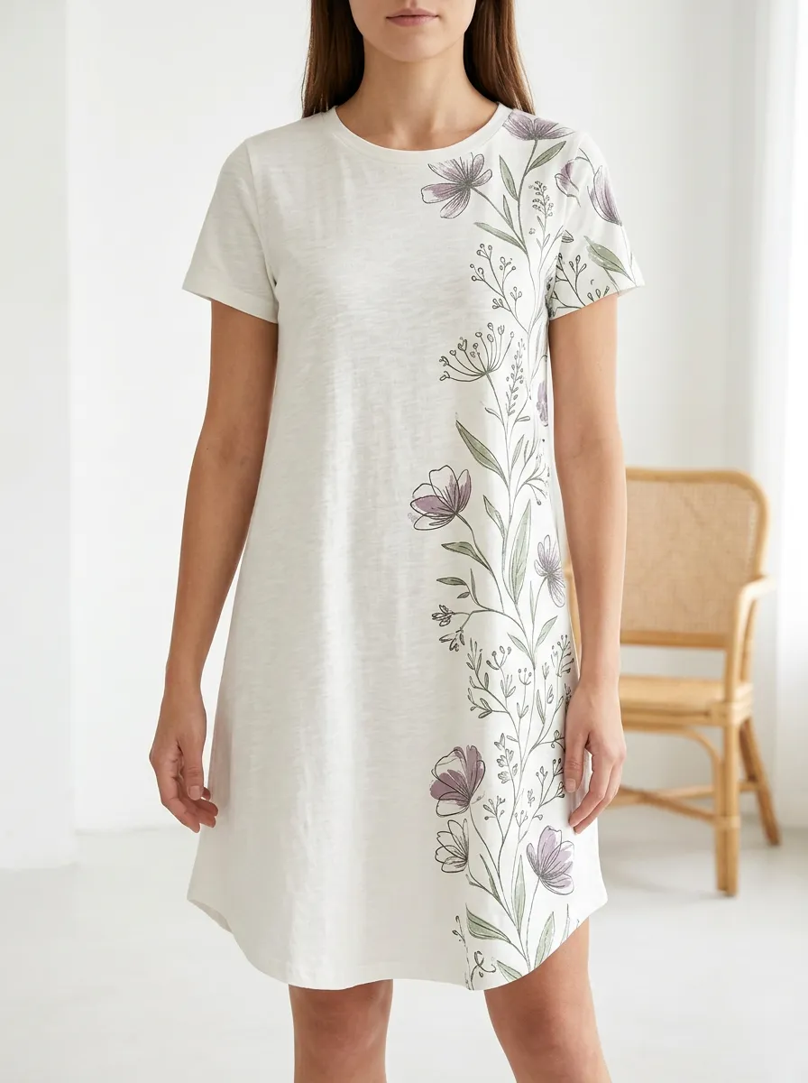 Women's Floral Nature Lover Purple Flower Printed Dress