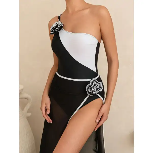 Women's Contrast Swimsuit Cover-Up Set