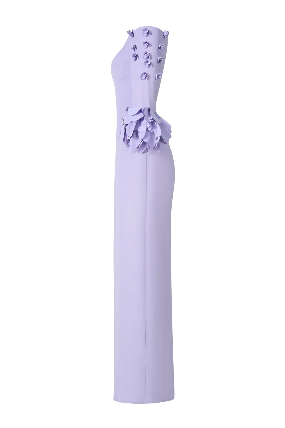 Solid 3D Flower One-Shoulder Maxi Dress