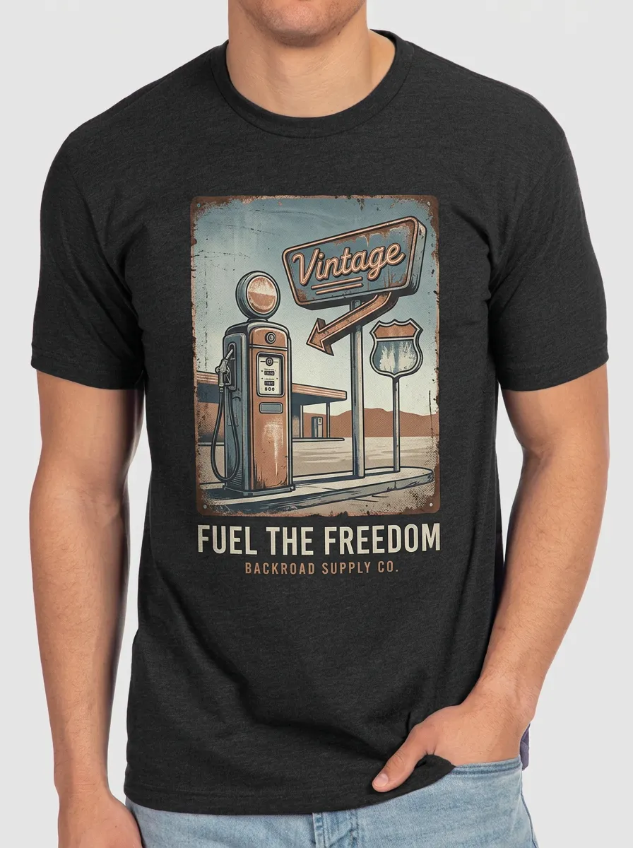Men's Vintage Gas Station Fuel The Freedom Printed T-shirt