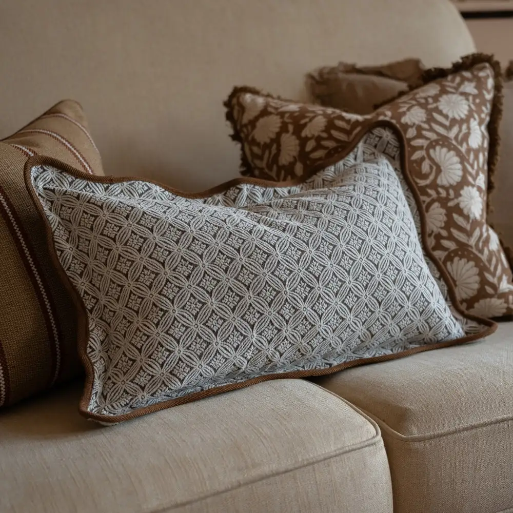 Tailored Scalloped-Edge Printed Accent Cushion