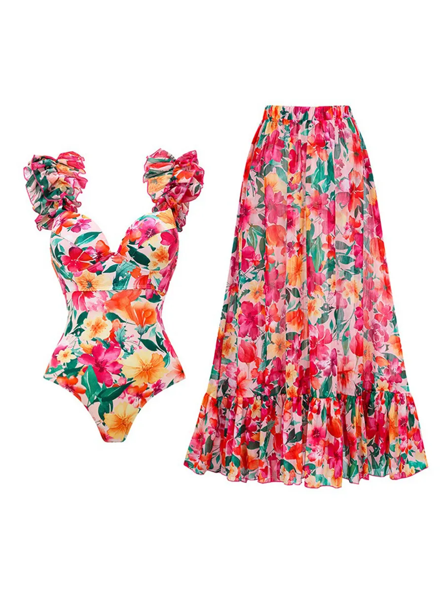 Annalise Printed Backless Swimsuit Set