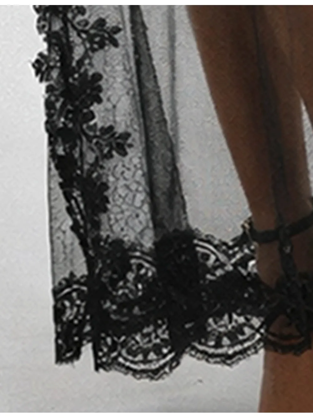 Lace Embroidery V Neck Sheer Mesh Cami Maxi Dress