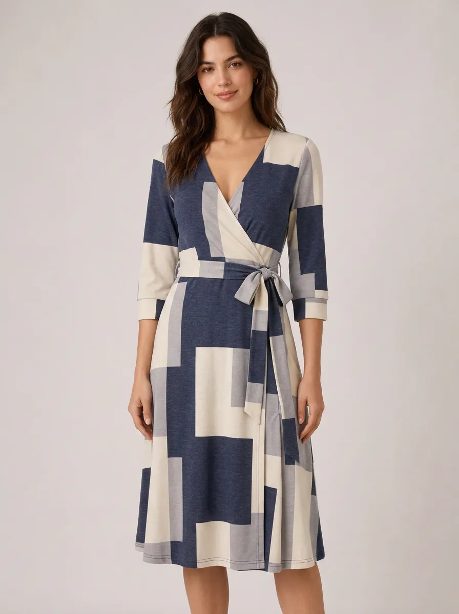 Women's Geometric Pattern Printed Wrap Top