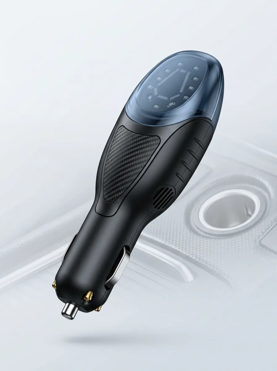 Carbon Fiber Texture LED Display Plug-In Vehicle Fuel Saver