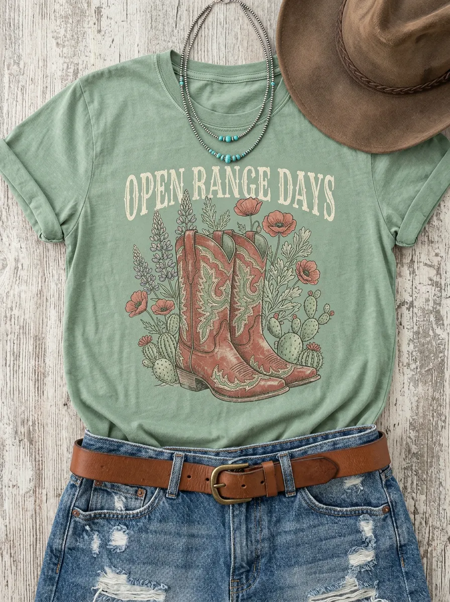 Cowboy Western Crewneck T-Shirt