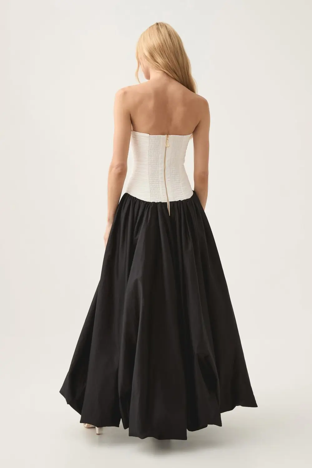 Off-Shoulder Pleat Split Solid Maxi Dress