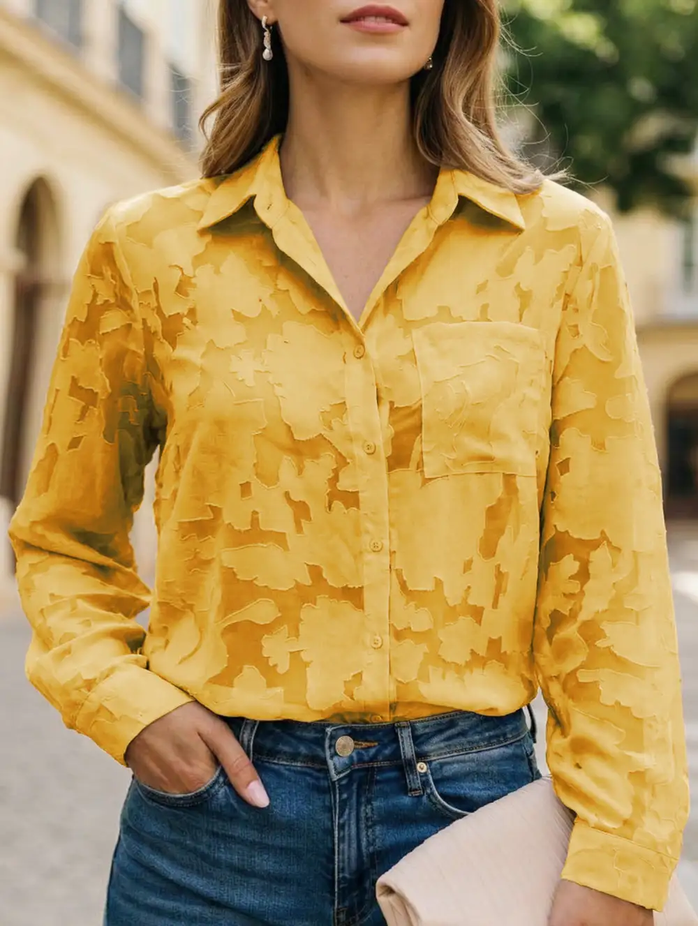 Loose Draped Chiffon Blouse