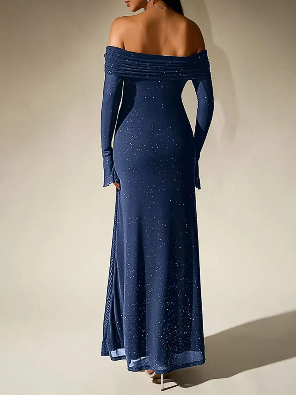 Glitter Off Shoulder Maxi Dress