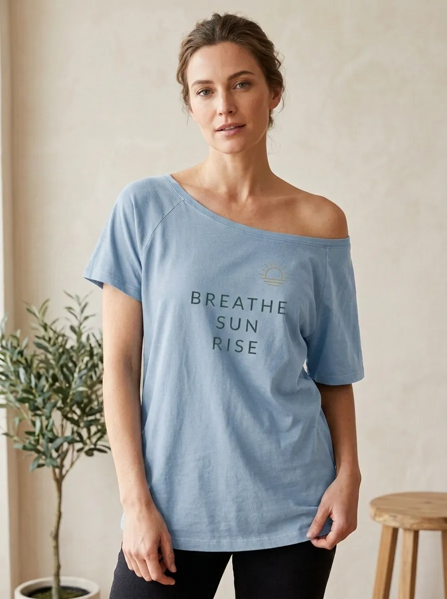 Women's Yoga Wellness Breathe Sun Rise Printed T-shirt
