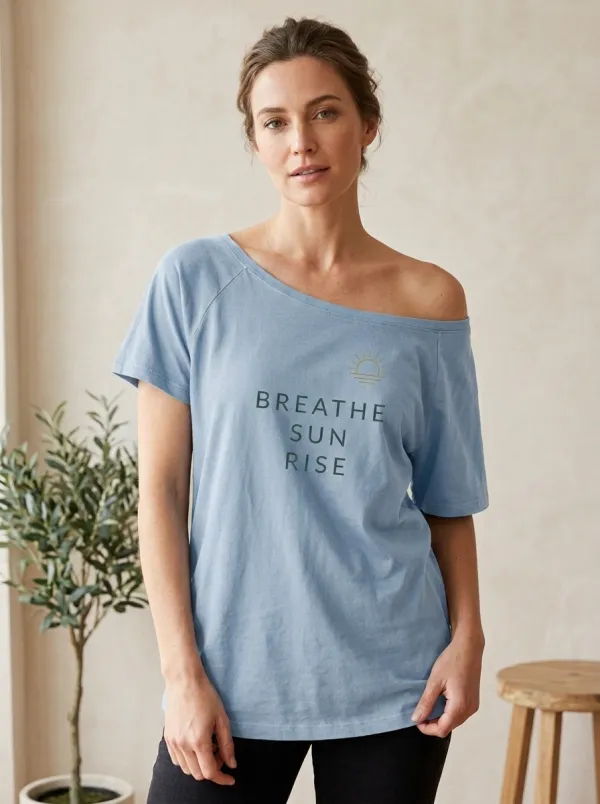 Women's Yoga Wellness Breathe Sun Rise Printed T-shirt