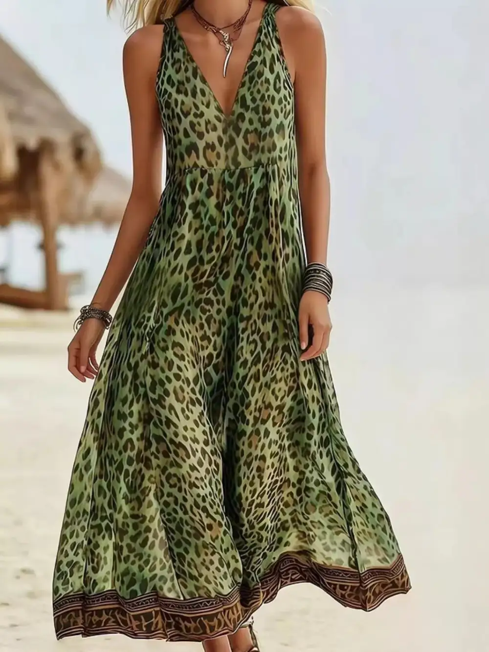 Elegant V Neck Midi Dress