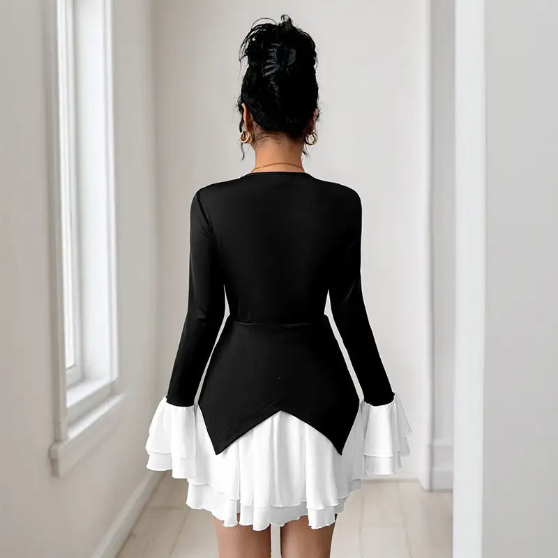 Women's Wrap V-Neck Ruffled Evening Dress