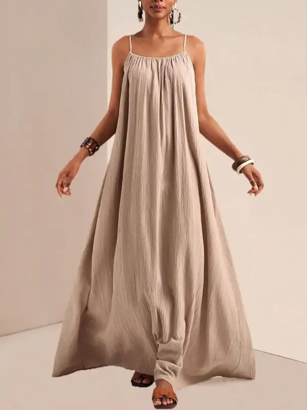 Ruched Spaghetti-Strap Maxi Dress