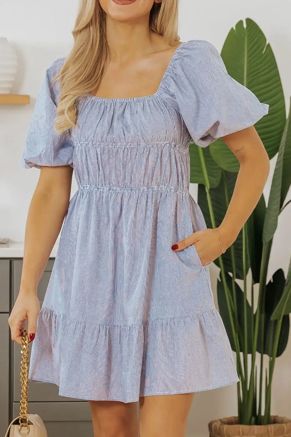 Soft Striped A-Line Dress