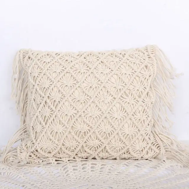 Knitted Boho Macrame Decorative Throw Blanket