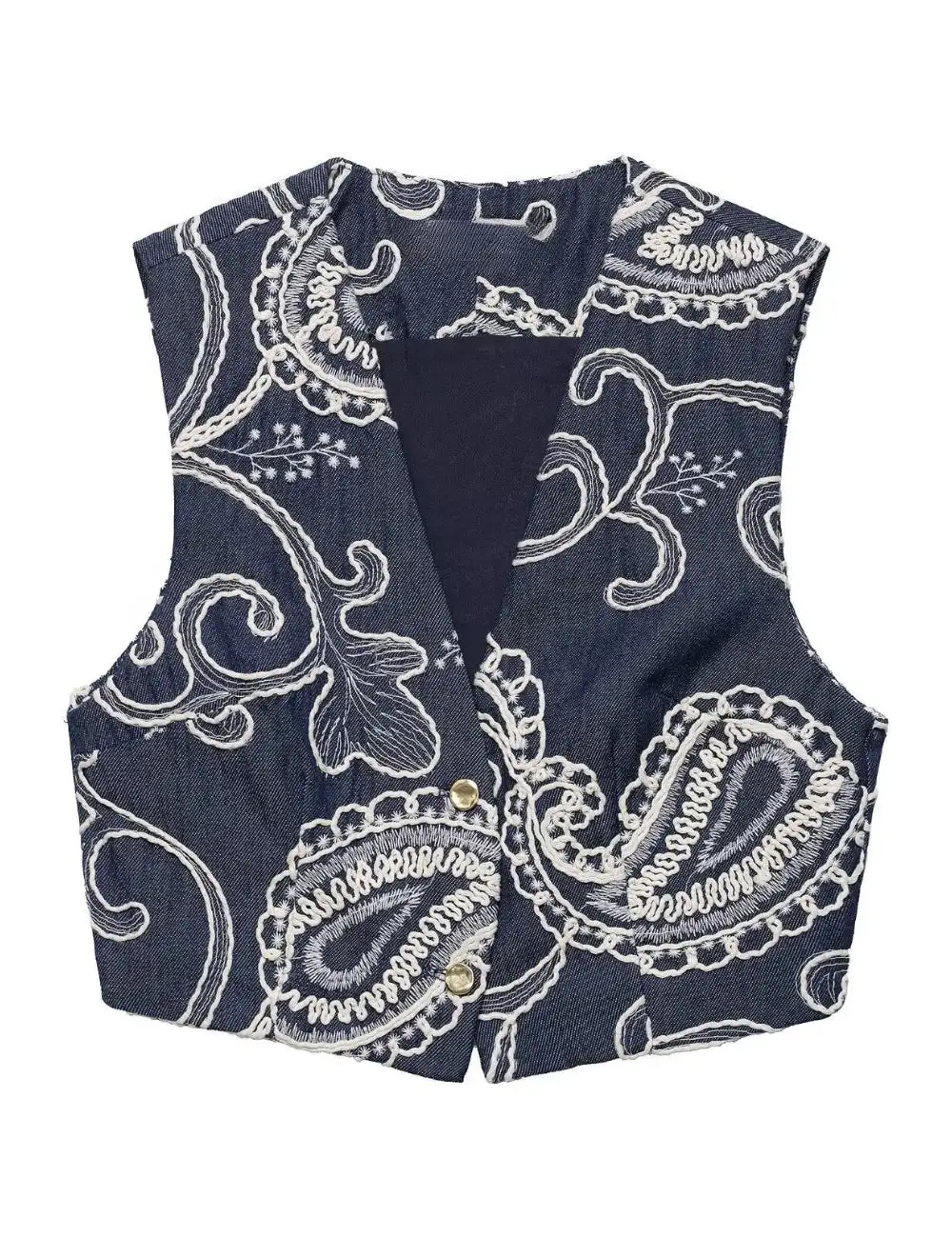 Boho Classic Embroidery V Neck Sleeveless Vest