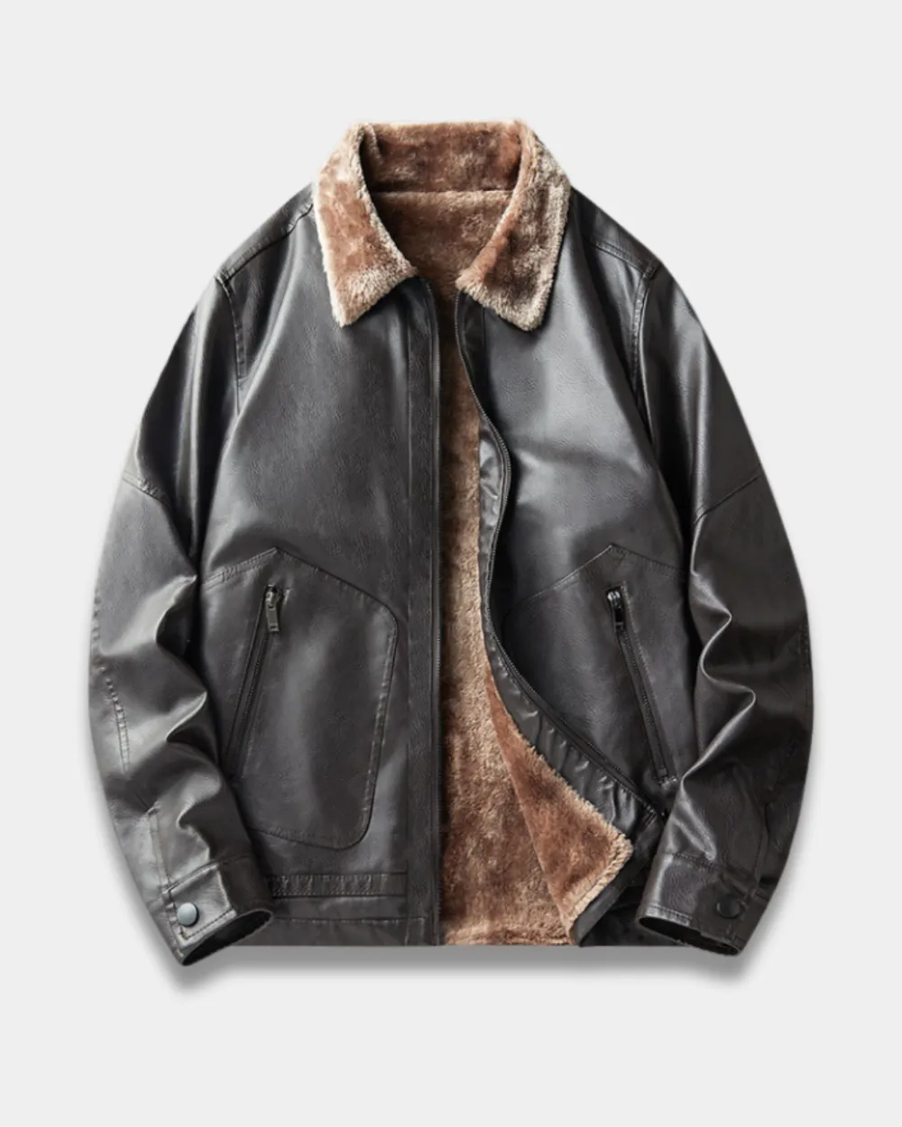Insulated Faux Leather Aviator Jacket