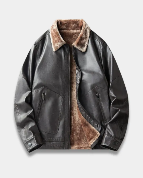 Insulated Faux Leather Aviator Jacket