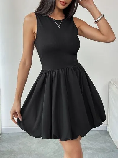 Classic Ruched Sleeveless Mini Dress