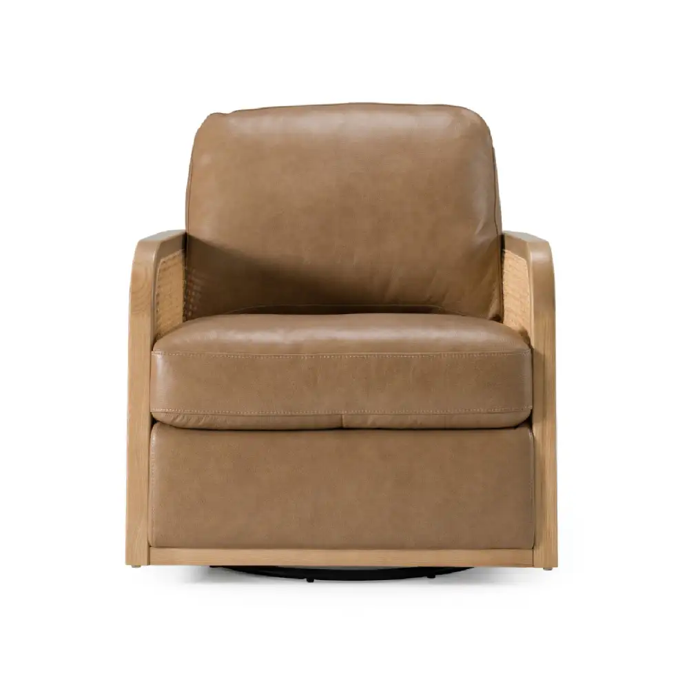 Leather Wicker Swivel Chair