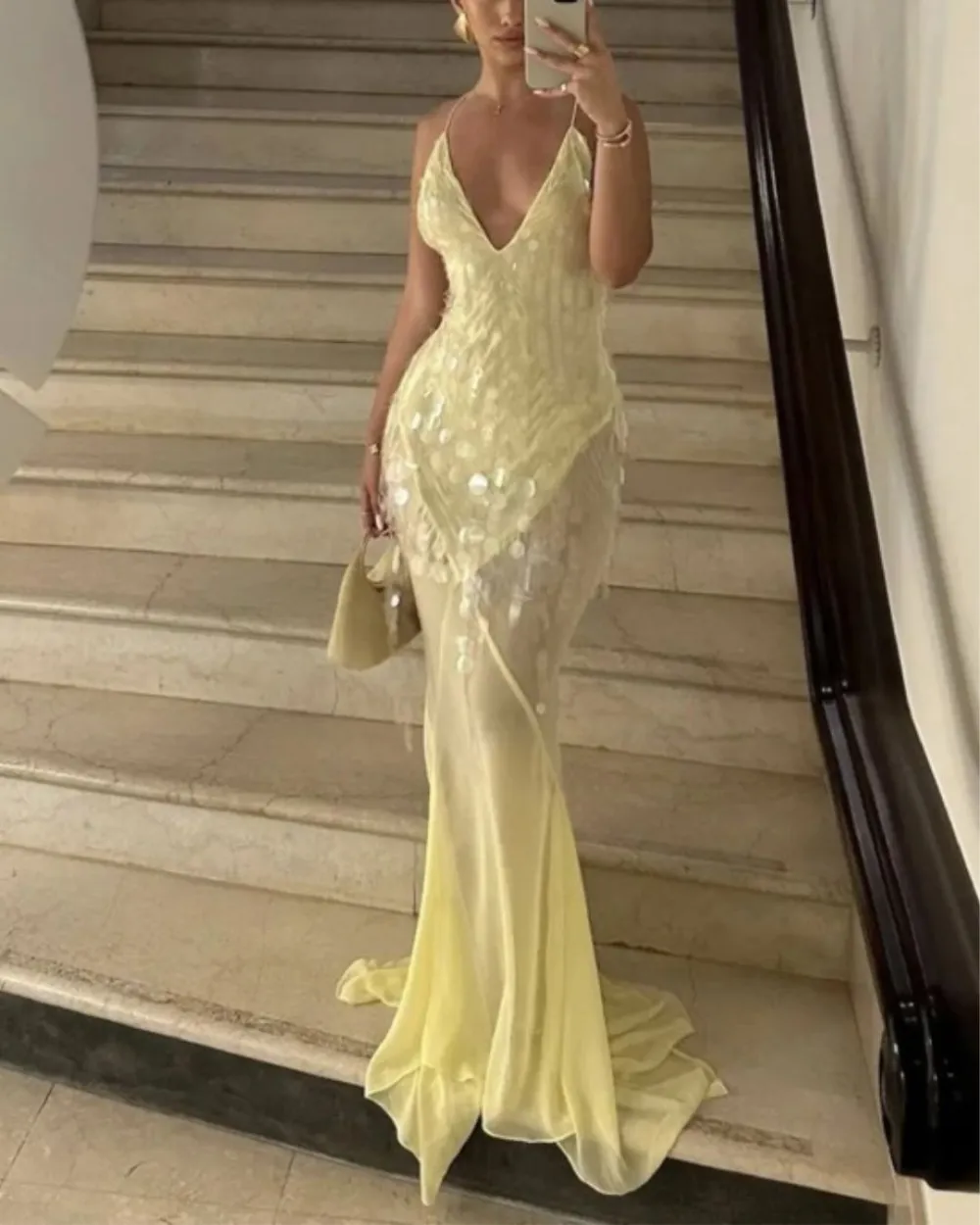 Sequin Sheer Mermaid Evening Gown